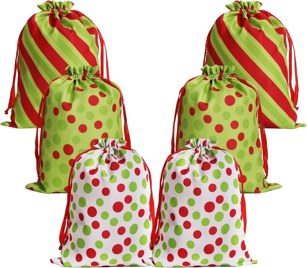 Christmas Drawstring Gift Bags 6 Pcs Reusable Gift Bags with Drawstrings Tags for Holiday Weedings Party/Birthdays/Christmas/Home Storage Gift Bag